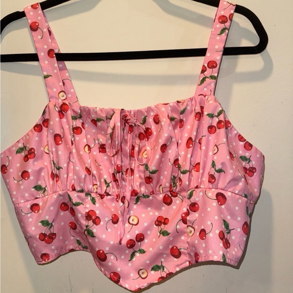 SHEIN Pink Cherry Print 2 Piece Set - Picture 2 of 5